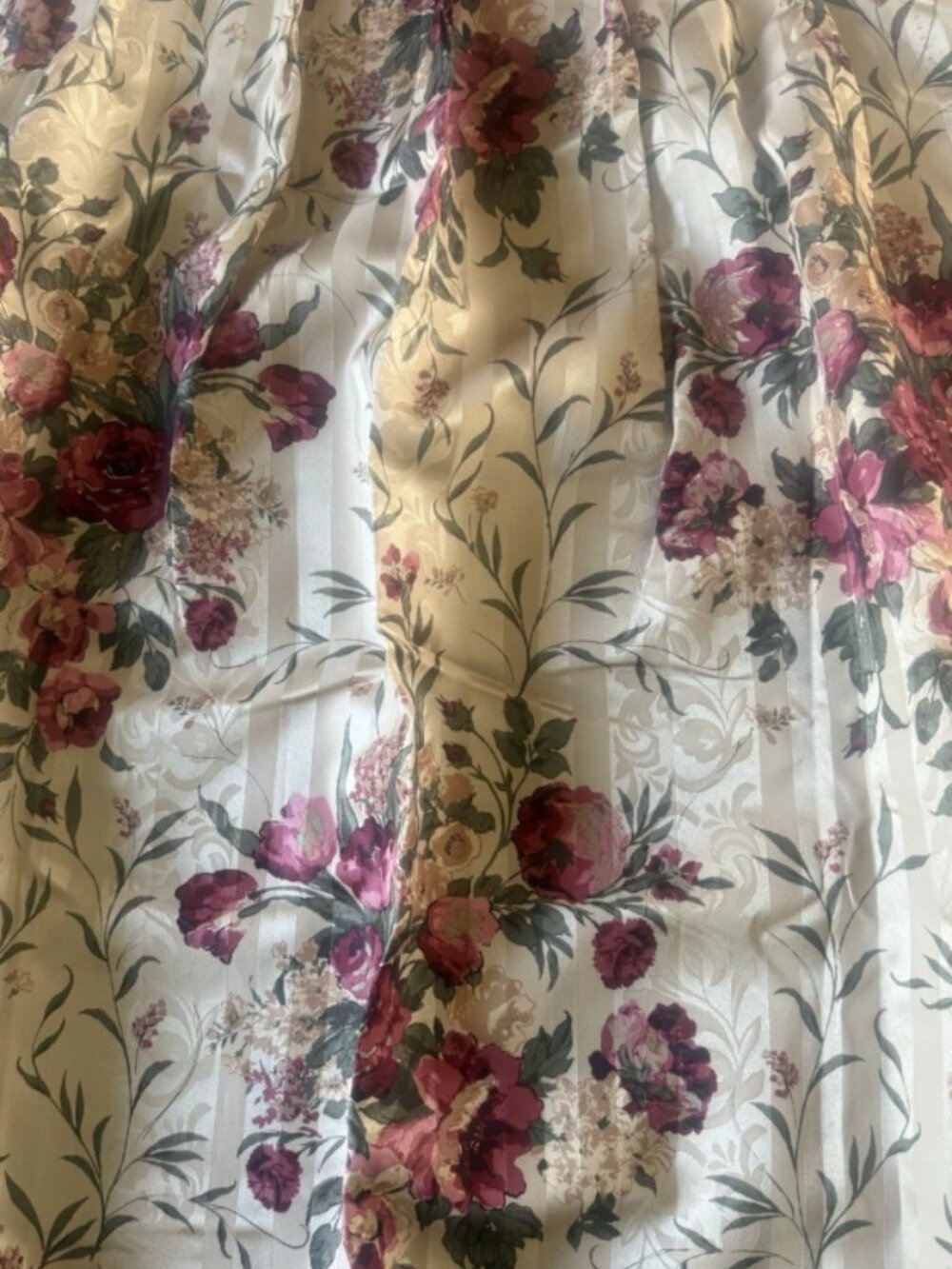 VTG JCPenney Pinch Pleat Insulated Curtains Floral Damask Burgundy Gold 40x84 Pr